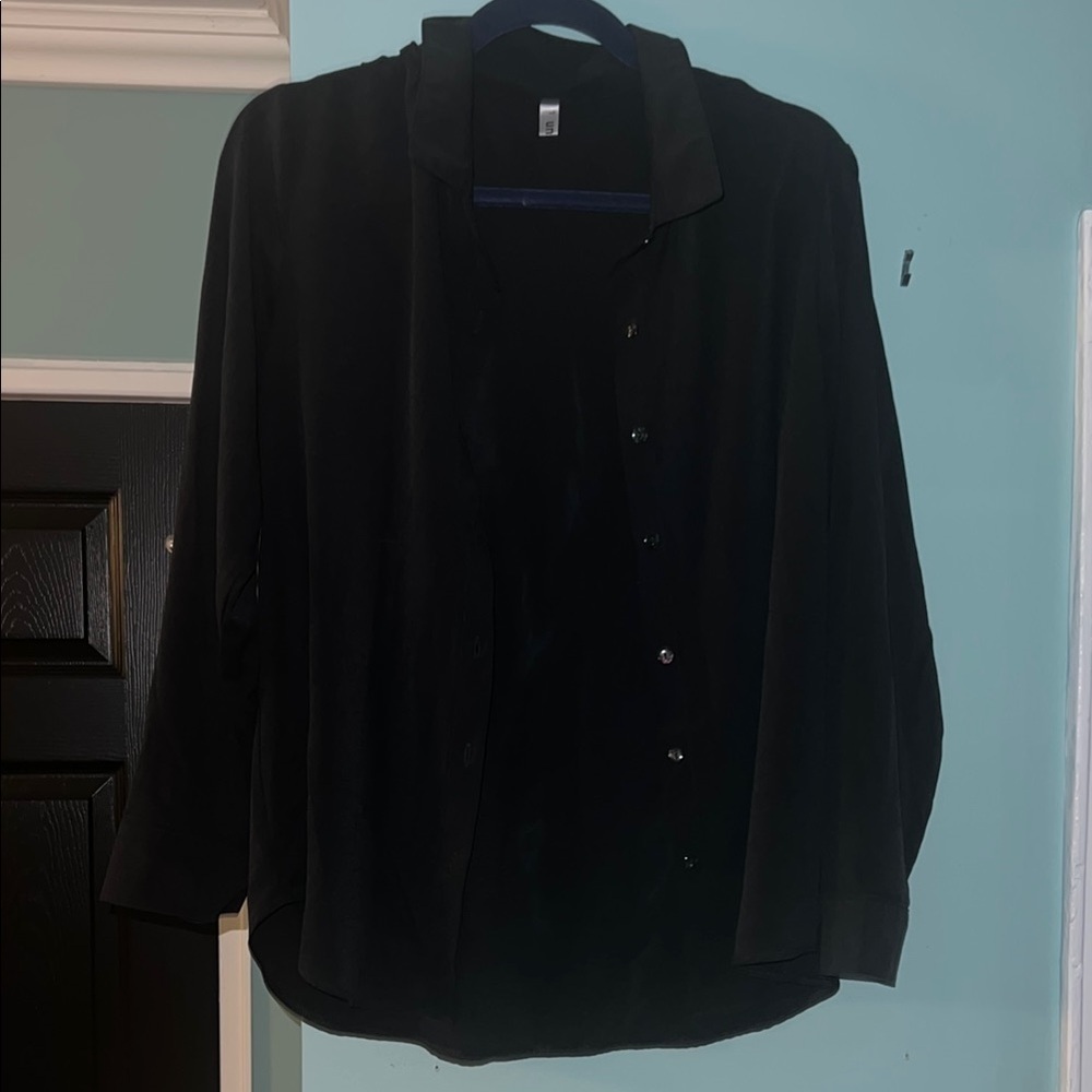 Womens Black Button Down Shirt Size Large